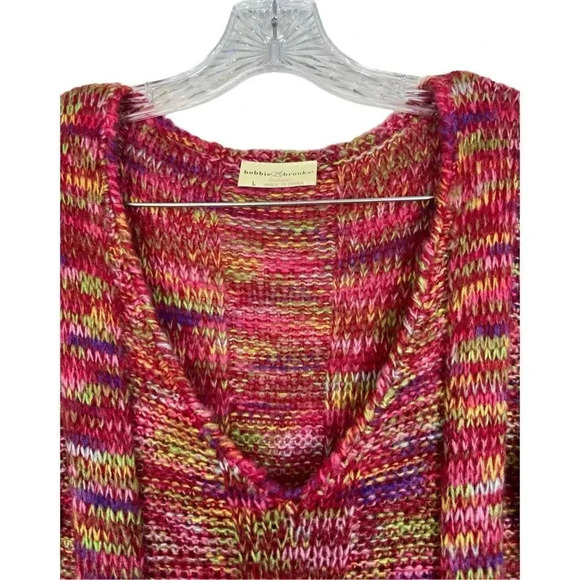 Y2K Bobbie Brooks Multicolor Knit Sweater Midi Dress Large Pockets Space Dye - Picture 7 of 9